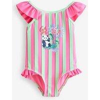 Cath Kidston Younger Girls Panda Stripe Swimsuit - Pink
