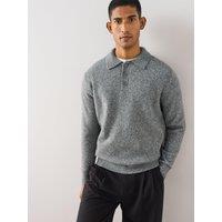 The Very Collection Mens Supersoft Wool Blend Knitted Polo Shirt - Grey