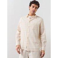 Allsaints Toya Long Sleeve Checked Shirt - Light Beige