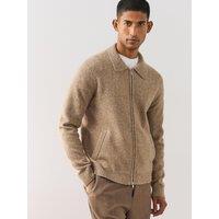 The Very Collection Mens Collared Wool Blend Zip Through Knitted Jacket - Brown