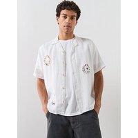 Allsaints Deck Short Sleeve Print Casual Shirt - White
