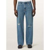 Allsaints Mens Lenny Loose Fit Wide Leg Jeans - Blue