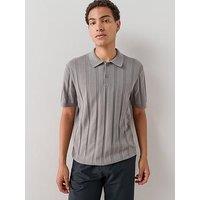 The Very Collection Pure Cotton Wide Rib Polo Shirt - Grey