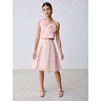 Ted Baker Older Girls Occasion Corsage Top & Skirt Set - Light Pink