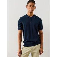 The Very Collection Fine Gauge Knitted Polo Shirt - Navy