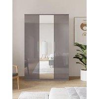 The Very Collection Prague Gloss 3 Door Mirrored Wardrobe - Grey