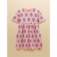 Joules Girls Emma Strawberry Short Sleeve Jersey Dress - Pink