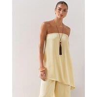 The Very Collection Satin Asymmetric Bandeau Top - Yellow