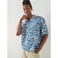 Gant Relaxed Fit All Over Printed Short Sleeve Shirt - Blue
