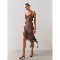 The Very Collection Lace Asymmetric Camisole Dress - Brown