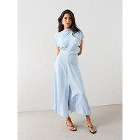 The Very Collection Draped Asymmetric Midi Dress - Blue