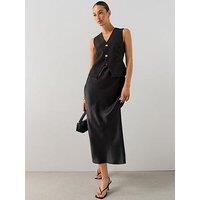 The Very Collection Womens Waistcoat Detail Satin Midaxi Dress - Black