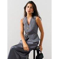 The Very Collection Waistcoat Detail Satin Skirt Midaxi Dress - Grey