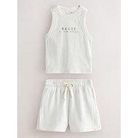 Ted Baker Girls Logo Drawstring Short Set - Neutral