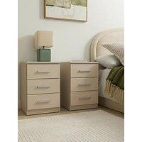 The Very Collection Prague Gloss 3 Drawer Bedside X2 - Fsc Certified