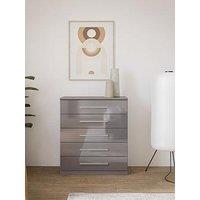 The Very Collection Prague Gloss 5 Drawer Chest - Grey