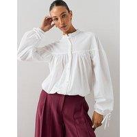 The Very Collection Women'S Cotton Poplin Balloon Sleeve Shirt - White