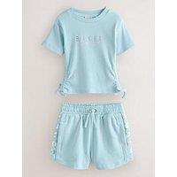 Ted Baker Girls Logo Drawstring Short Set - Light Blue