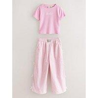 Ted Baker Older Girls Stripe Bow Detail Pants And Short Sleeve T-Shirt Set - Pink