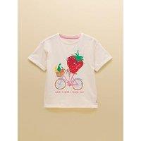 Joules Girls Fundays Strawberry Short Sleeve Tshirt - Cream