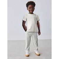 Ted Baker Boys Graphic Back Print T-Shirt And Striped Trouser Set - Beige - White