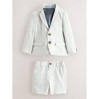 Ted Baker Younger Boys Seersucker Textured Suit Jacket And Shorts Set - Grey