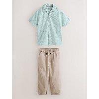 Ted Baker Boys Scribble Shirt And Trouser Set - Neutral