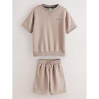 Ted Baker Boys Logo Sweat Short Set - Beige