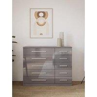 Very Home Prague Gloss 5 + 5 Wide Drawer Chest - Grey