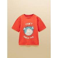 Joules Boys Archie Puffer Fish Short Sleeve Tshirt - Orange