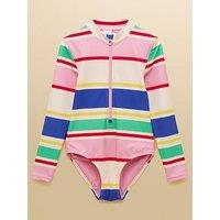 Joules Girls Stripe Long Sleeve Swimsuit - Multi