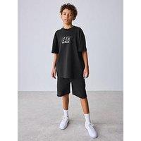 Ted Baker Older Boys Oversized Logo & T-Shirt & Shorts Set - Black