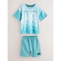 Ted Baker Boys Ombre Logo T-Shirt & Shorts Set - Blue