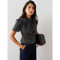The Very Collection Women'S Tailored Tie Neck Blouse - Grey