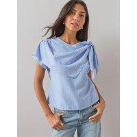 The Very Collection Striped Scarf Detail Blouse - Blue