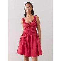 The Very Collection Shirred Channel Waist Mini Dress - Red