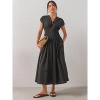 The Very Collection Zip Up Shirred Waist Midaxi Dress - Black