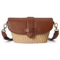 Lauren By Ralph Lauren Small Lynden Straw-Leather Shoulder Bag - Natural / Lauren Tan