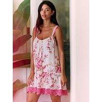 B By Ted Baker Linen Floral Slip Night Dress - White Floral