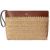 Lauren By Ralph Lauren Large Top Zip Straw Pouch - Brown