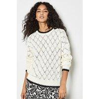 Apricot Pointelle Knit Blanket Stitch Jumper