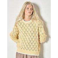 Apricot Pointelle Knit Blanket Stitch Jumper