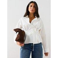 The Very Collection Women'S Cotton Poplin Wrap Tie Shirt - White