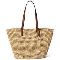 Lauren By Ralph Lauren Crocheted Straw Large Lainey Tote Bag - Natural/Lauren Tan