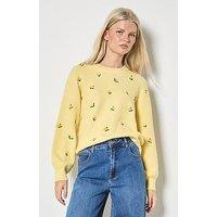 Apricot Embroidered Lemon Jumper