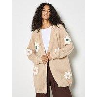 Apricot 3D Daisy Chunky Knit Cardigan