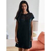 B By Ted Baker Modal Lace Sleep T- Shirt Nightie - Black