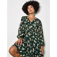 Apricot Chiffon Floral Print Mini Dress