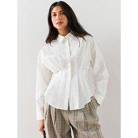 The Very Collection Pleated Gold Hardware Poplin Shirt - White
