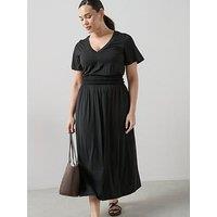 The Very Collection Curve Shirred Waist Stretch Short Sleeve Midi Dress